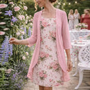 Conjunto Lavinia™ com Vestido Floral Charmoso e Cardigan Leve