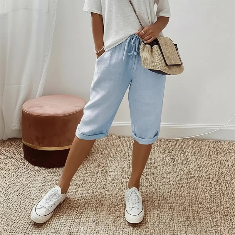 [Compre 1 Leve 2] Bermuda Helena™ em Linho de Algodão com Cintura Ajustável
